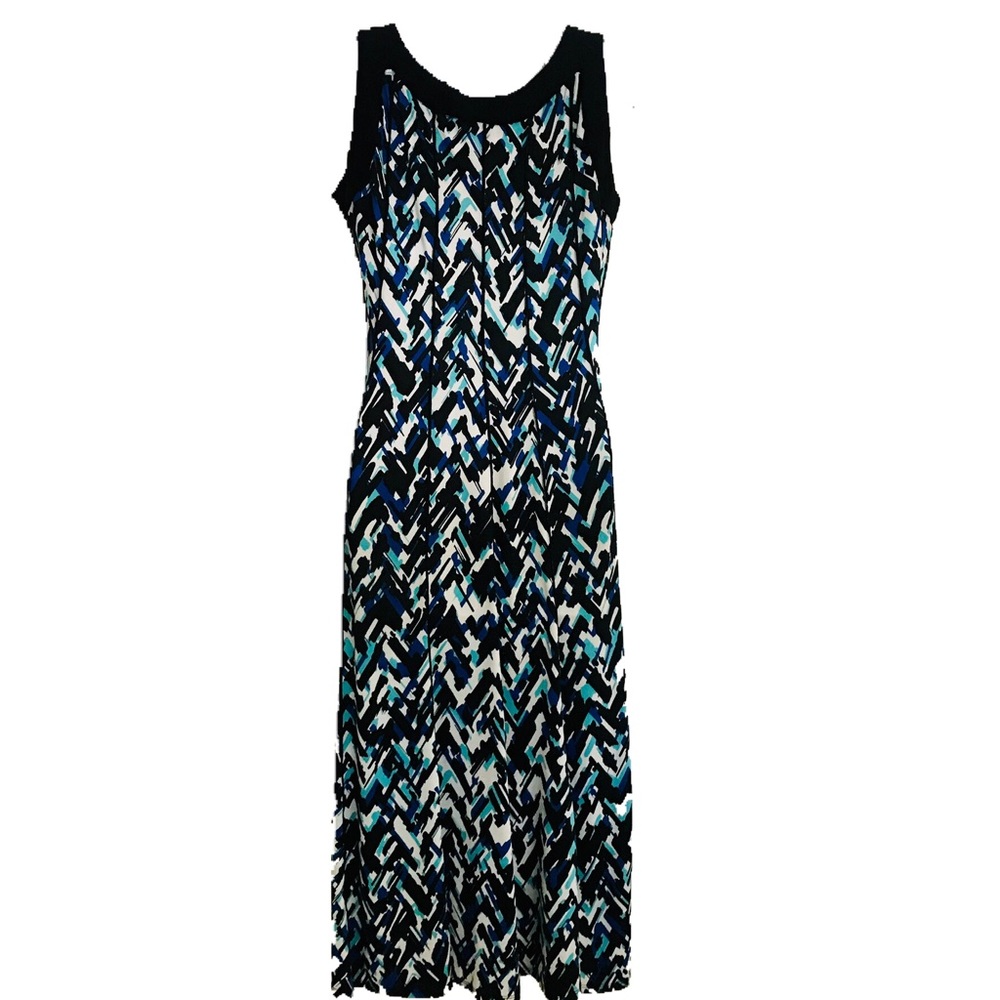 Perceptions Turquoise Black & White Midi Dress S
